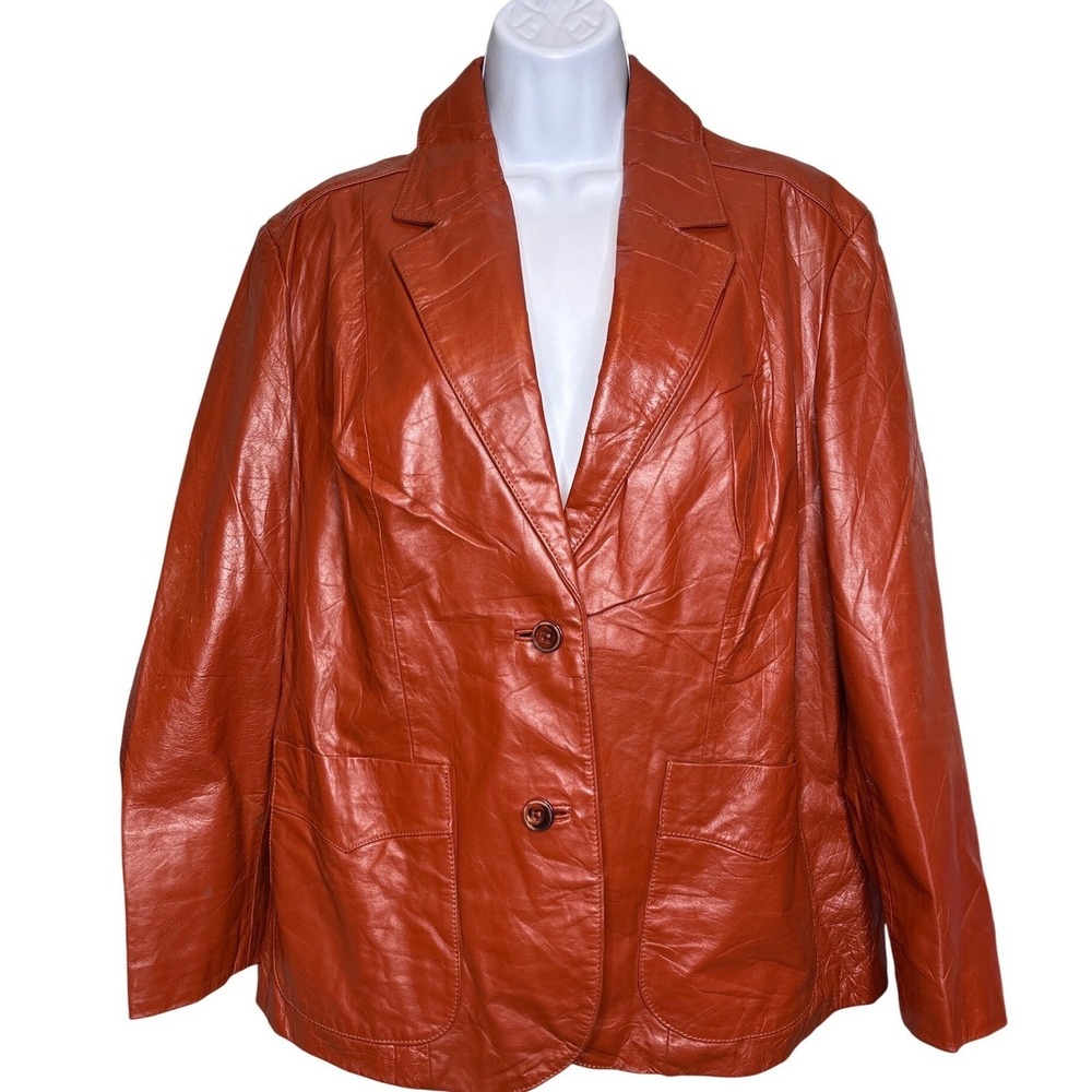 Vintage Montgomery Ward The Tannery Womens Genuine Leather Blazer‎ Size 16.5